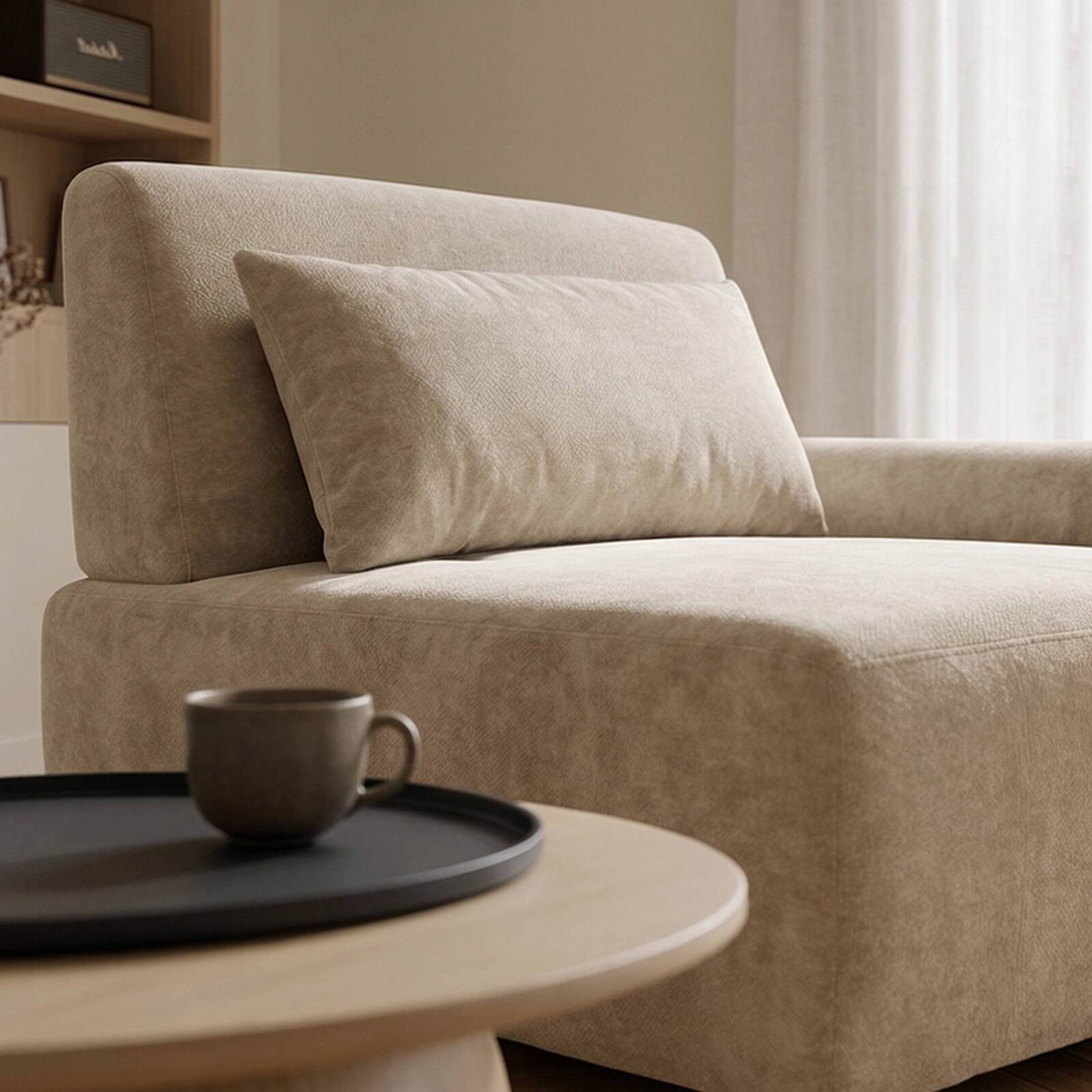 Sillón izquierdo para sofá modular de tela con cojín