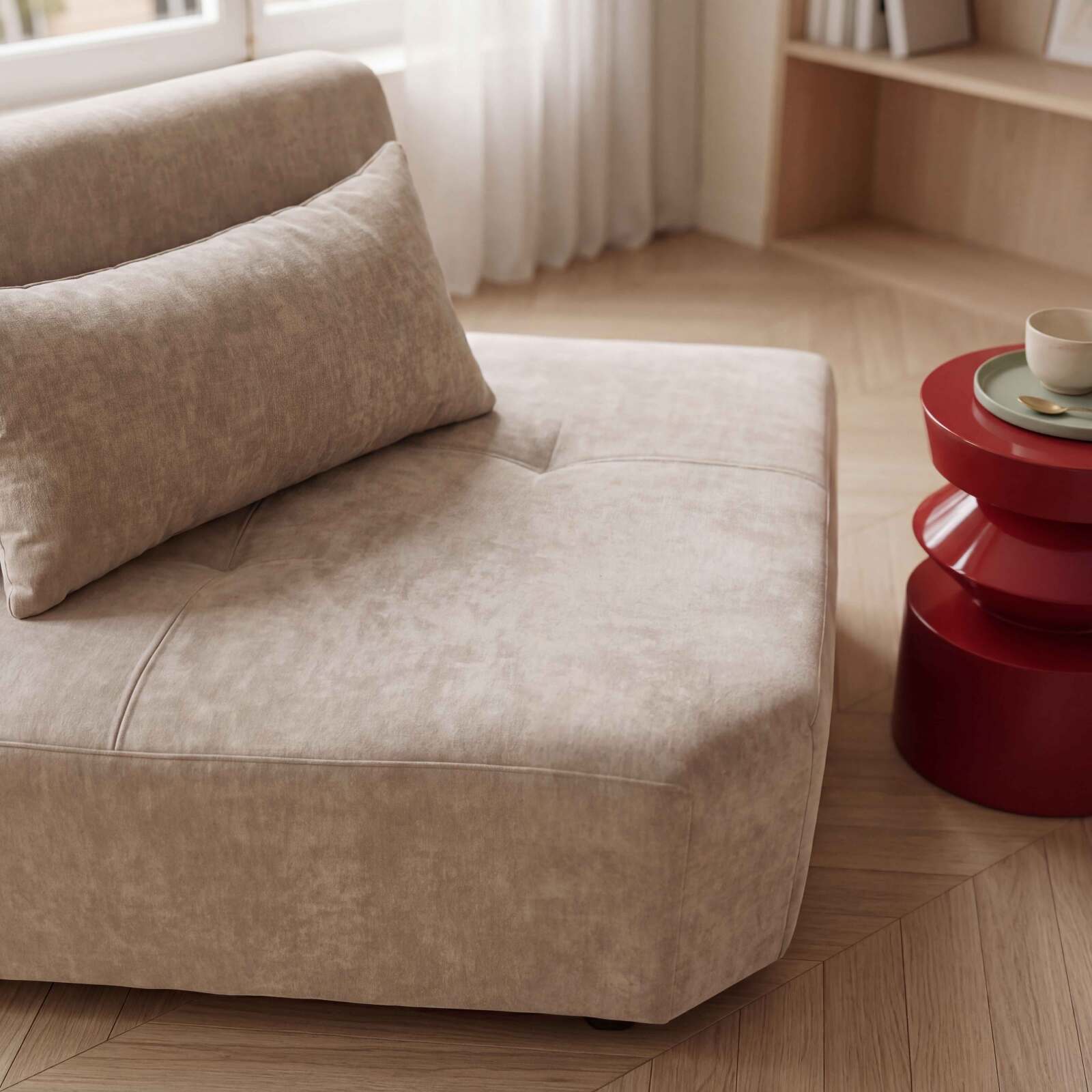 Sillón esquinero de tela para sofá modular con cojín