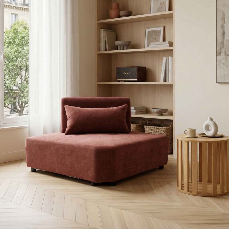 Sillón esquinero de tela para sofá modular con cojín