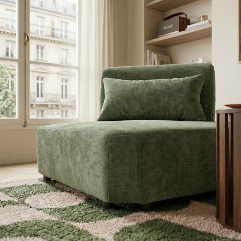 Sillón esquinero de tela para sofá modular con cojín (3/8)