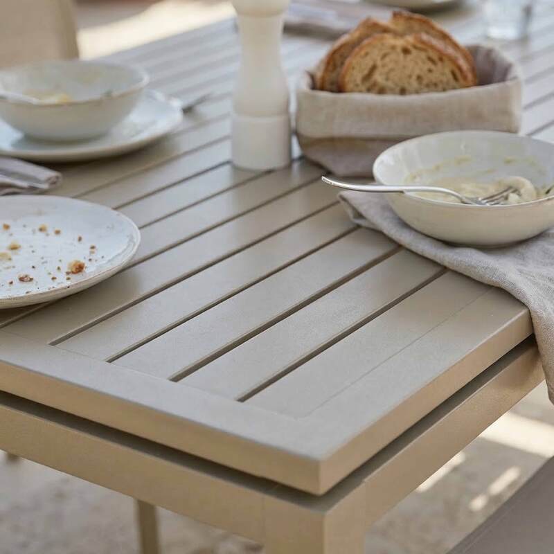 Mesa de jardín extensible de aluminio 180/240x90 cm y 8 sillas de textilene (8/9)