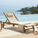 Tumbonas de madera reclinables 5 posiciones con ruedas - Lote de 2
