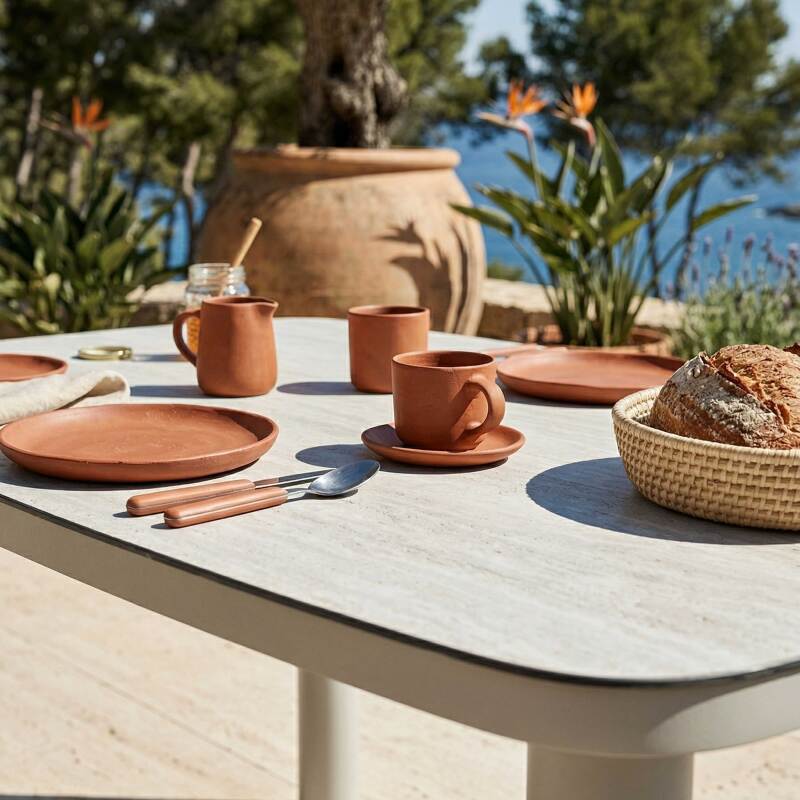 Mesa de jardín estructura de aluminio, 6 personas 150x90 cm (3/7)