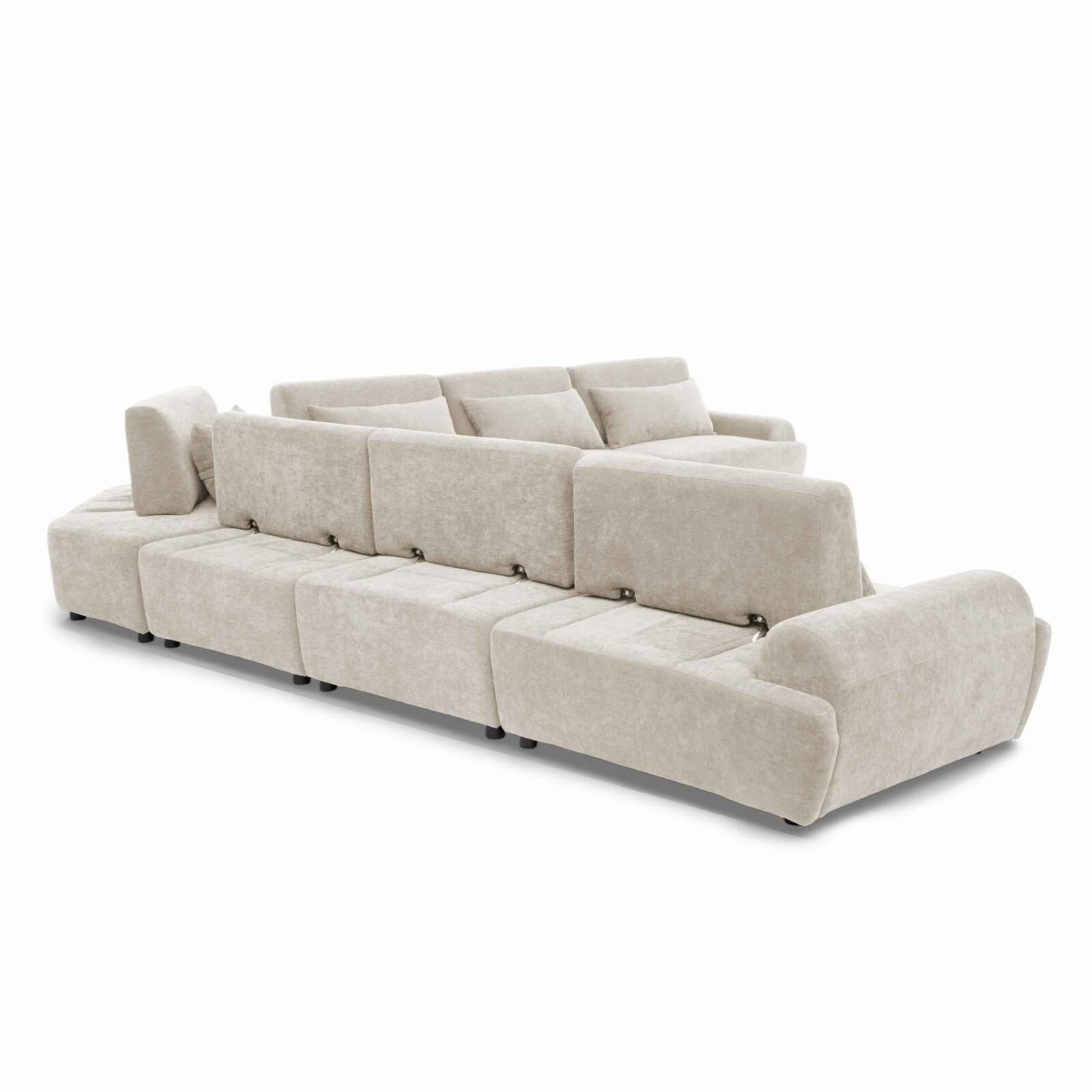 Sofá modular esquinero de 7 plazas de tela con cojines