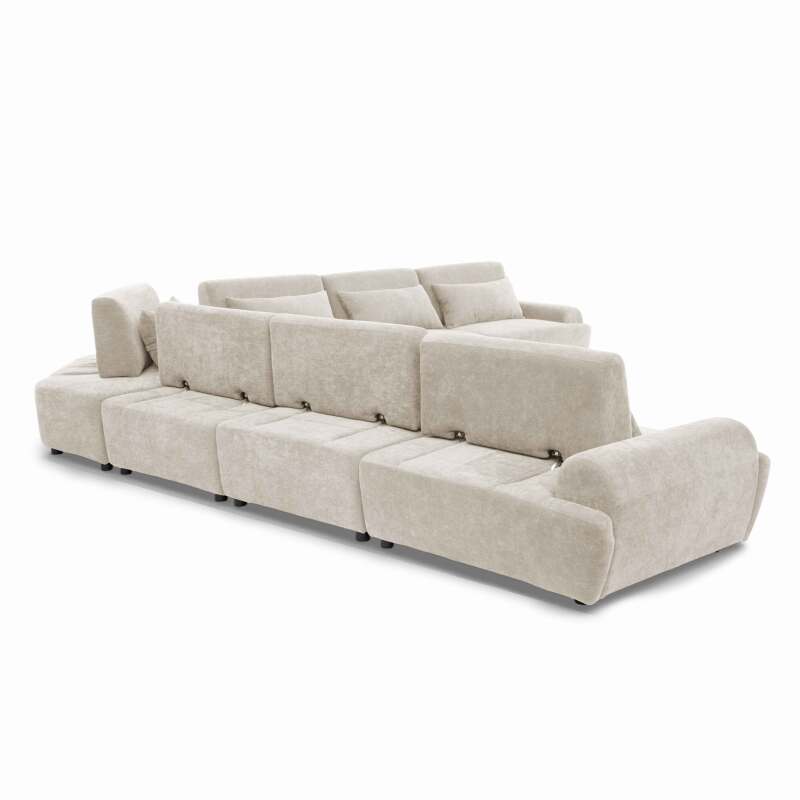 Sofá modular esquinero de 7 plazas de tela con cojines (5/8)