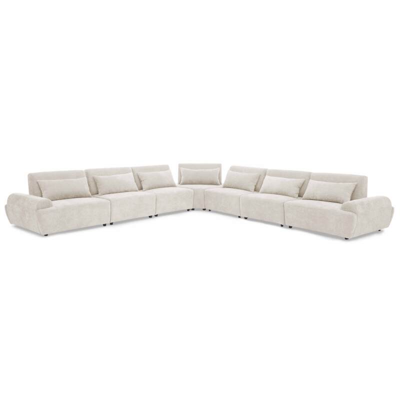 Sofá modular esquinero de 7 plazas de tela con cojines