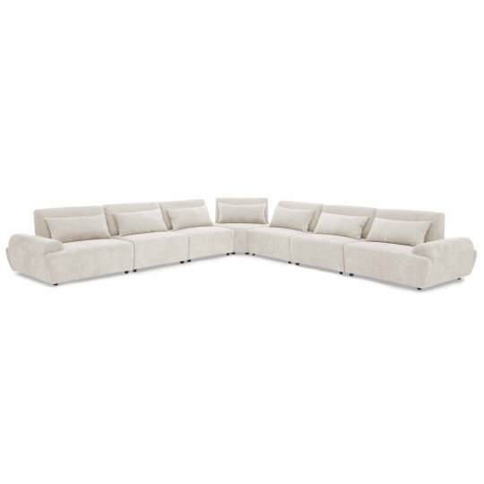 Sofá modular esquinero de 7 plazas de tela con cojines