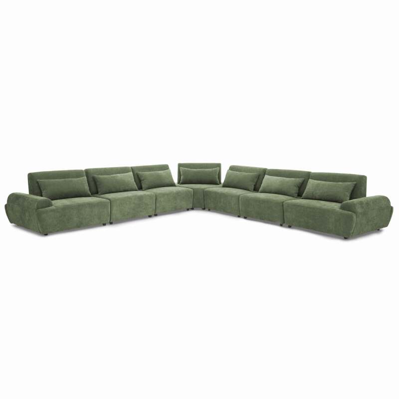 Sofá modular esquinero de 7 plazas de tela con cojines