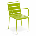 Mesa cuadrada de jardín con tablero plegable 70 x 70 cm y 2 sillas con reposabrazos de metal