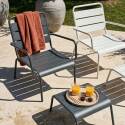 Sillones de jardín bajos de metal y reposapiés desparejados - Lote de 2