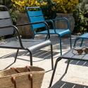 Sillones de jardín bajos de metal y reposapiés desparejados - Lote de 2