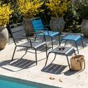 Sillones de jardín bajos de metal y reposapiés desparejados - Lote de 2