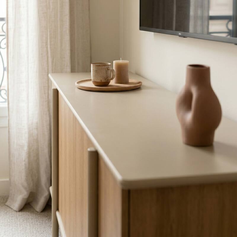 Aparador efecto madera 4 puertas 180 cm (3/7)