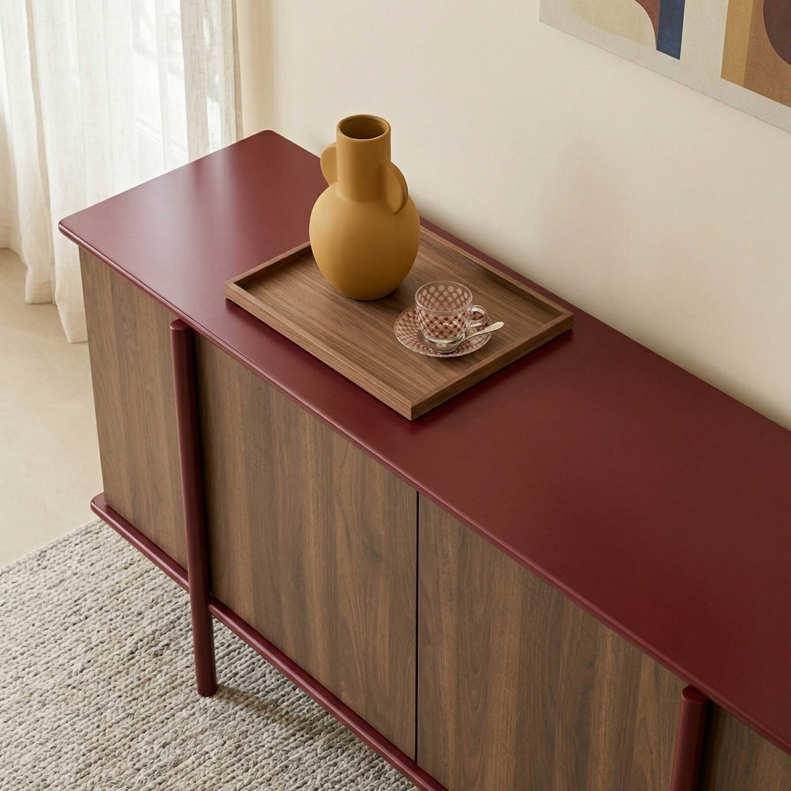 Aparador efecto madera 4 puertas 180 cm