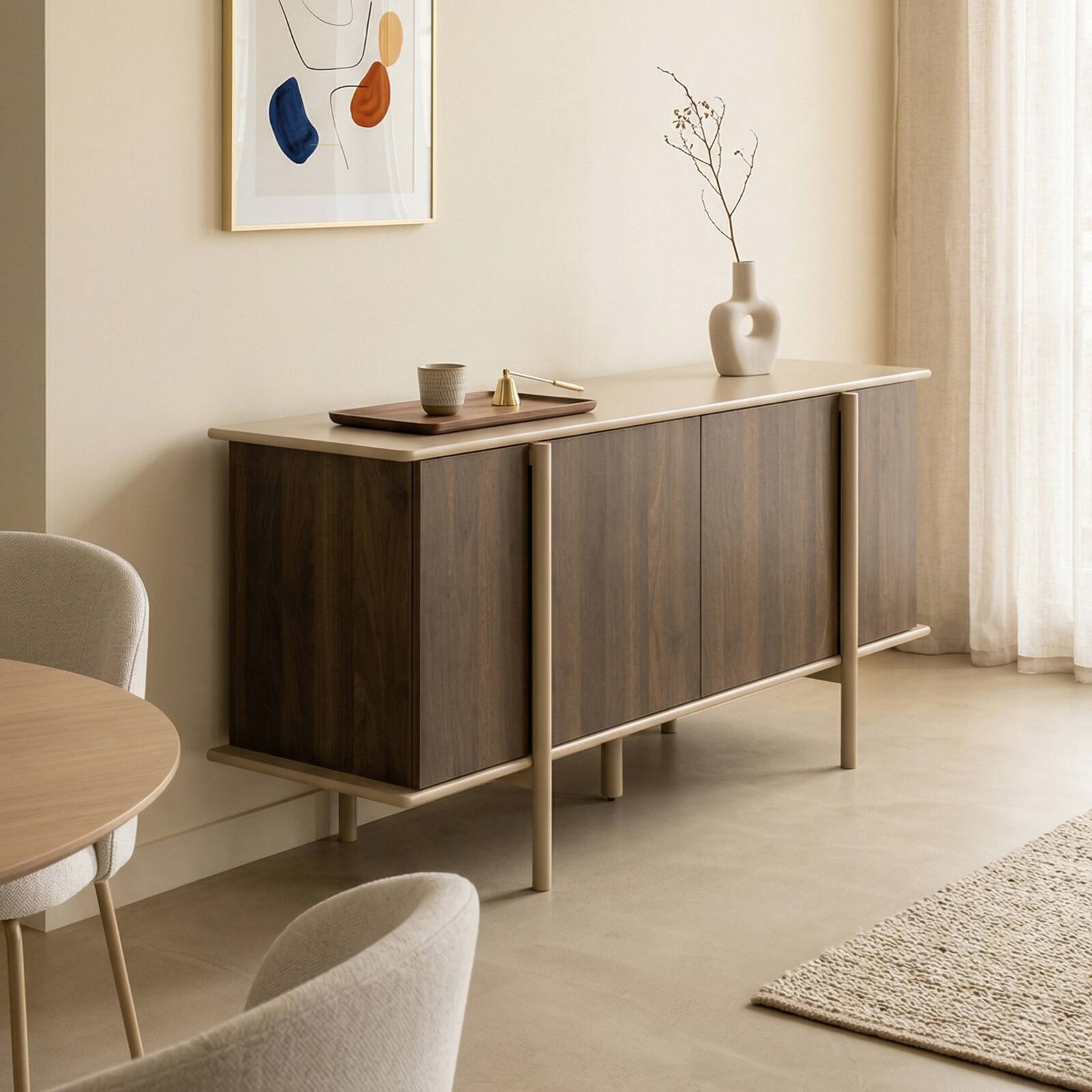 Aparador efecto madera 4 puertas 180 cm
