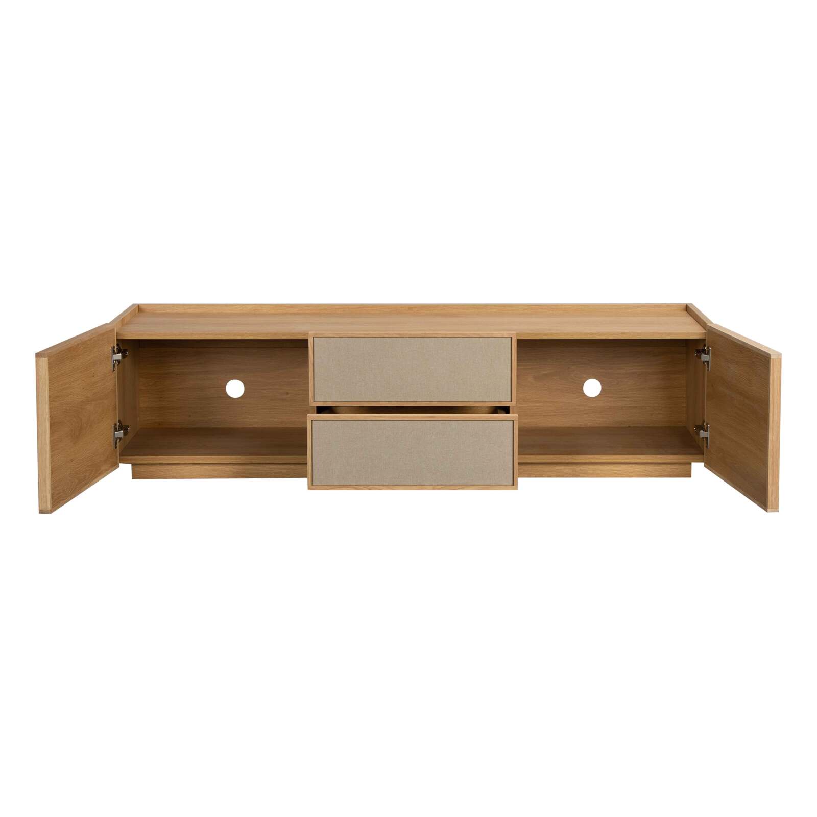 Mueble TV de efecto madera 150 cm en tela estilo escandinavo