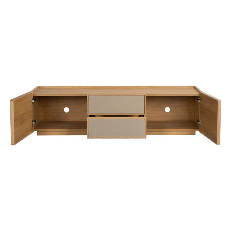 Mueble TV de efecto madera 150 cm en tela estilo escandinavo (5/9)