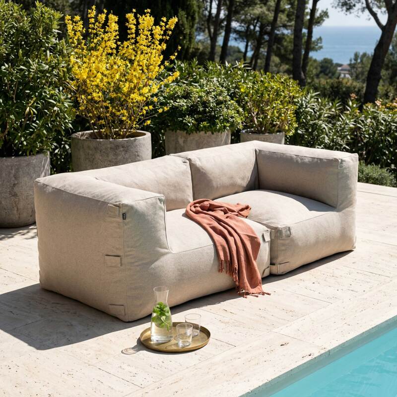Sofá modular de exterior para 2 personas con 2 sillones esquineros