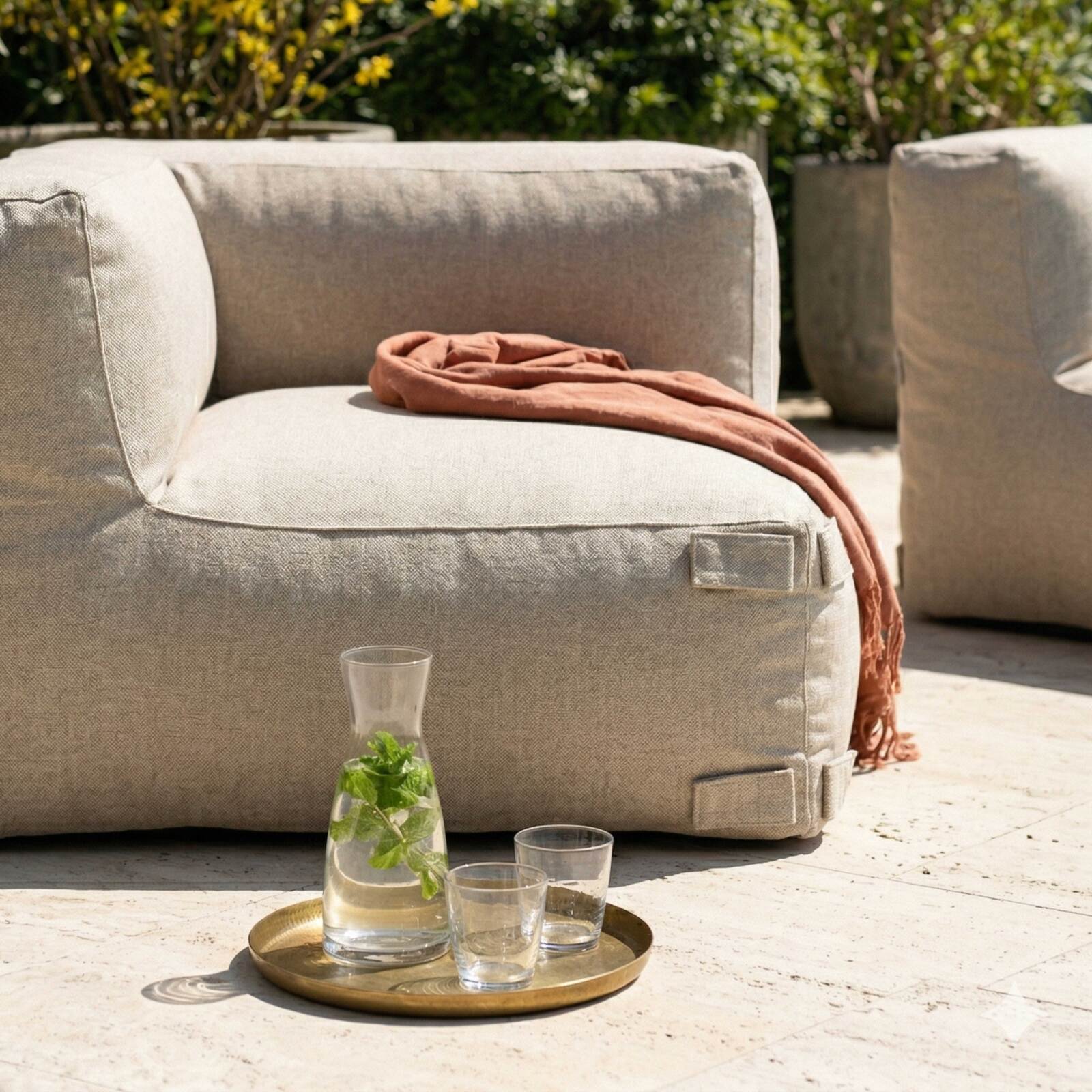 Sofá modular de exterior para 2 personas con 2 sillones esquineros