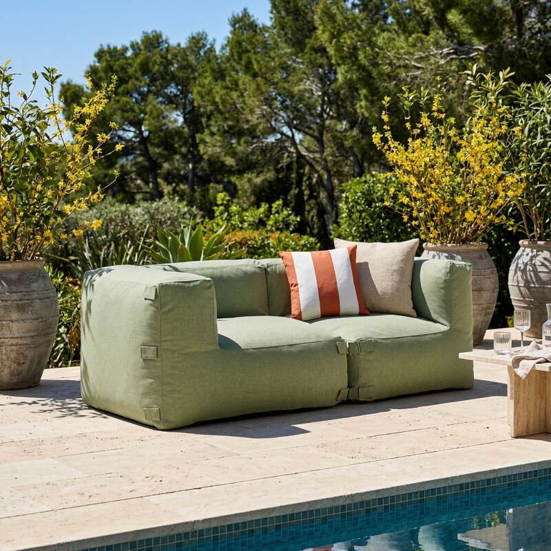 Sofá modular de exterior para 2 personas con 2 sillones esquineros