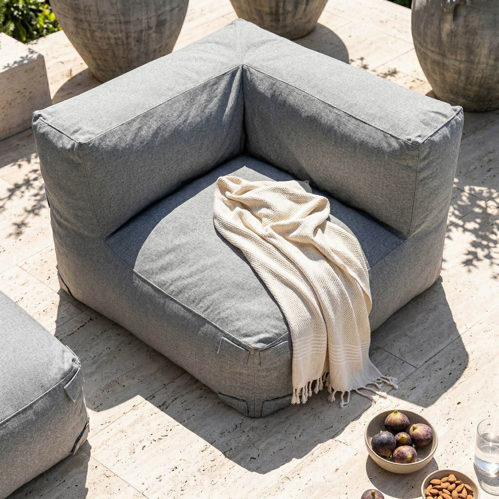Sofá modular de exterior para 2 personas con 2 sillones esquineros