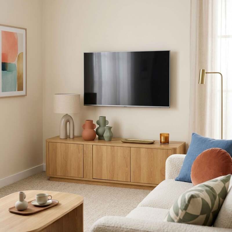 Mueble TV de efecto madera 150 cm