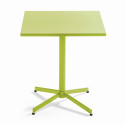 Mesa cuadrada de jardín con tablero plegable 70 x 70 cm y 2 sillas con reposabrazos de metal