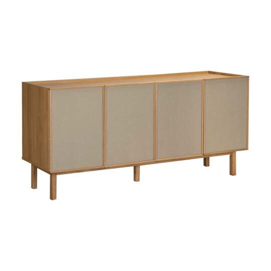 Aparador efecto madera y tela 4 puertas 180 cm estilo escandinavo