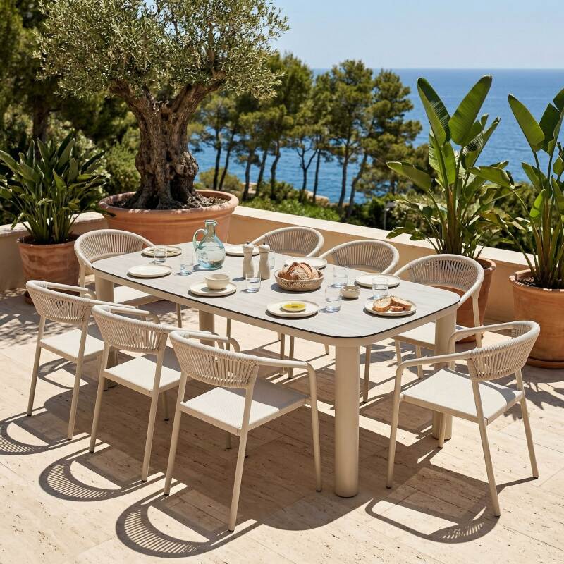 Mesa de jardín estructura de aluminio, 8 personas 213x90 cm (6/7)