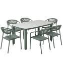 Mesa de jardín estructura de aluminio, 6 personas 150x90 cm y 6 sillas de textilene