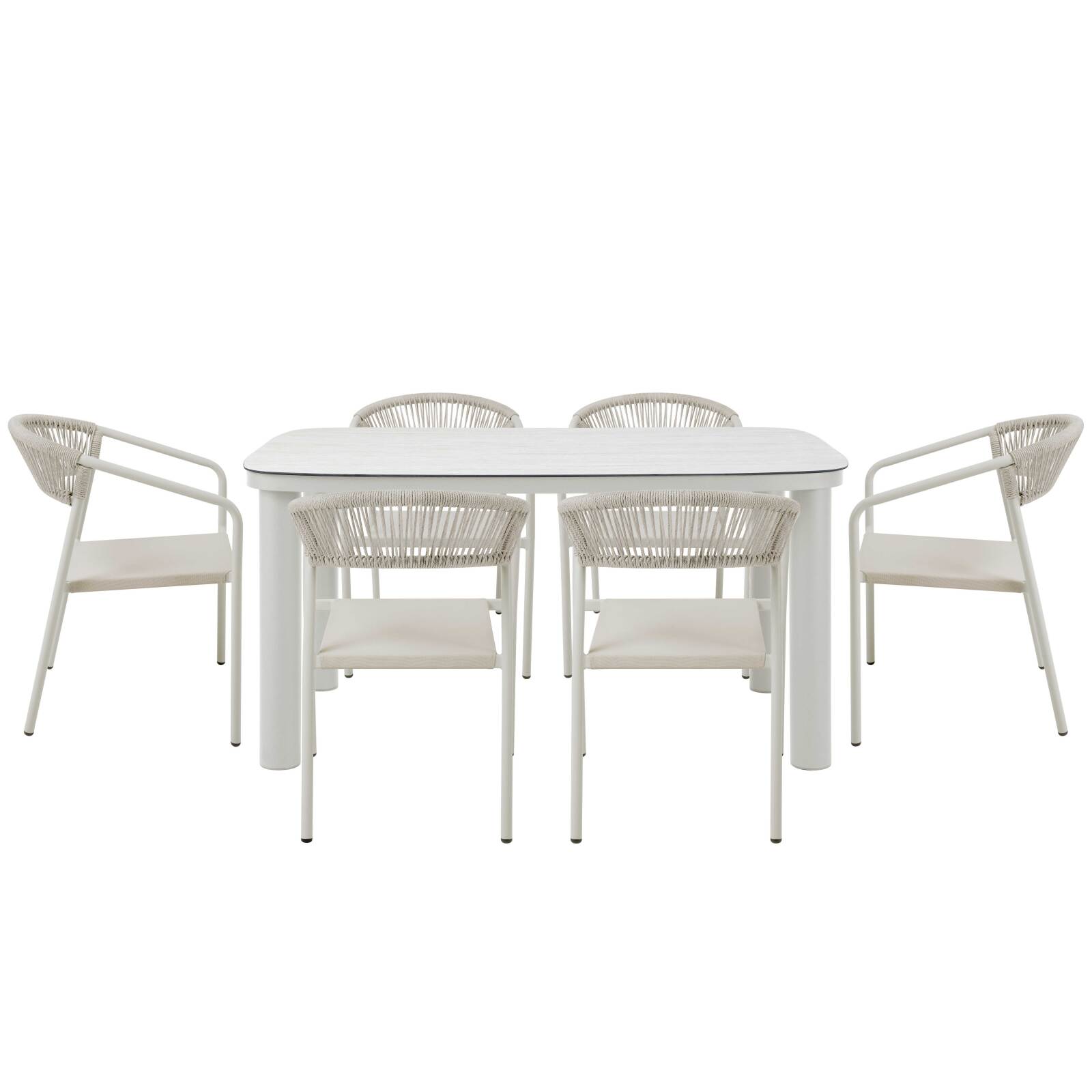 Mesa de jardín estructura de aluminio, 6 personas 150x90 cm y 6 sillas de textilene