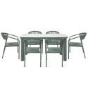 Mesa de jardín estructura de aluminio, 6 personas 150x90 cm y 6 sillas de textilene