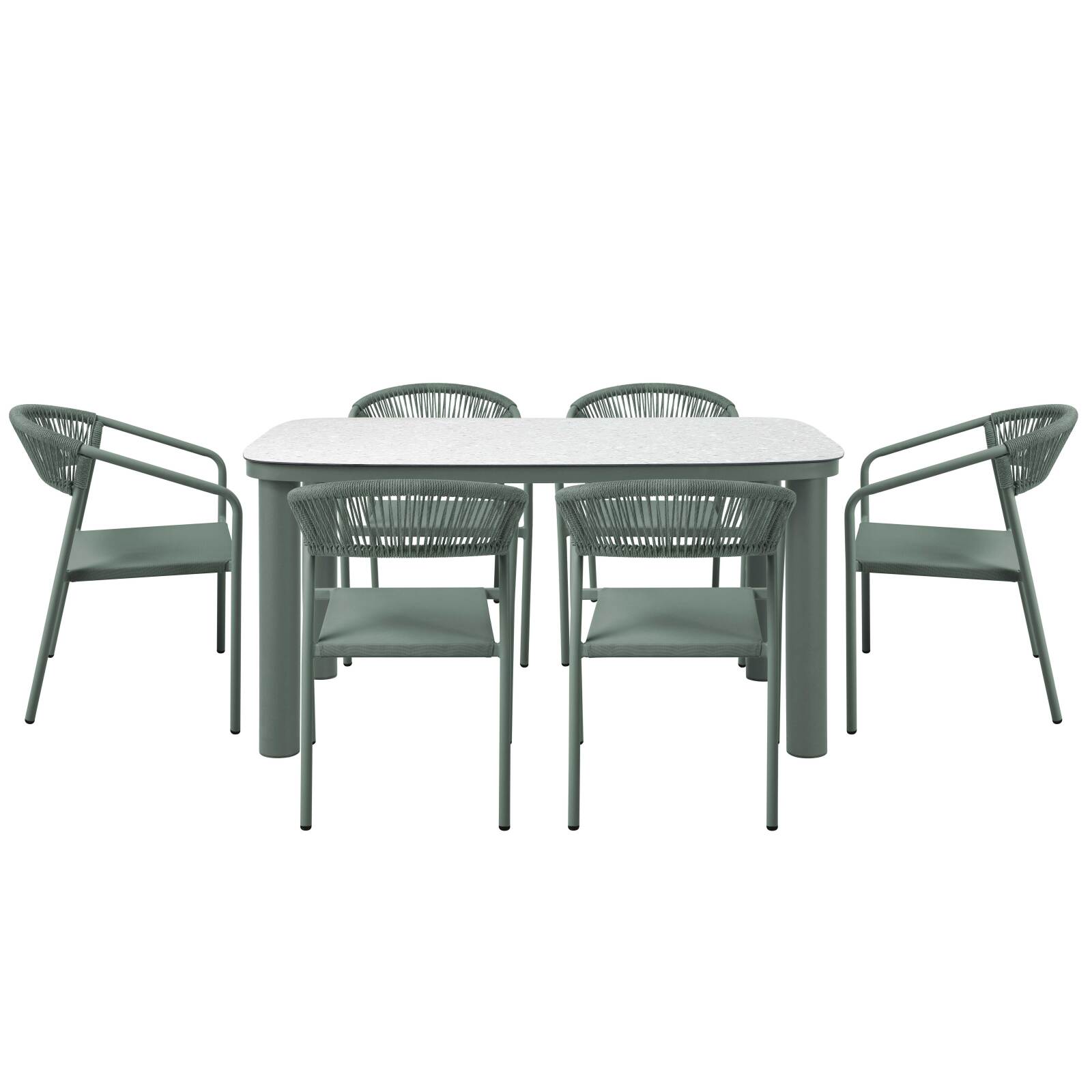 Mesa de jardín estructura de aluminio, 6 personas 150x90 cm y 6 sillas de textilene