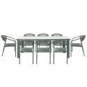 Mesa de jardín estructura de aluminio, 8 personas 213x90 cm y 8 sillas de textilene