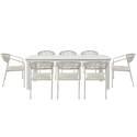 Mesa de jardín estructura de aluminio, 8 personas 213x90 cm y 8 sillas de textilene