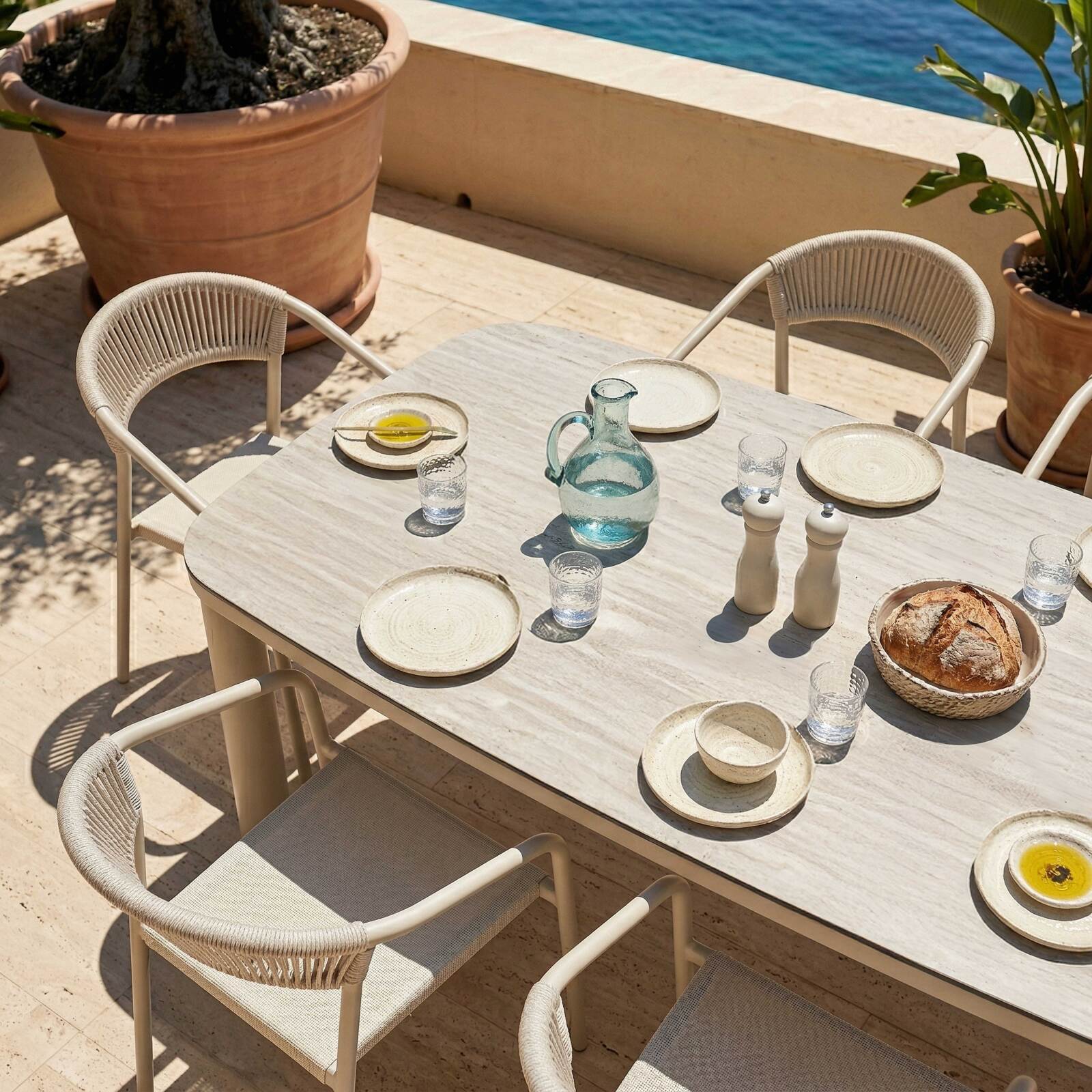 Mesa de jardín estructura de aluminio, 8 personas 213x90 cm y 8 sillas de textilene