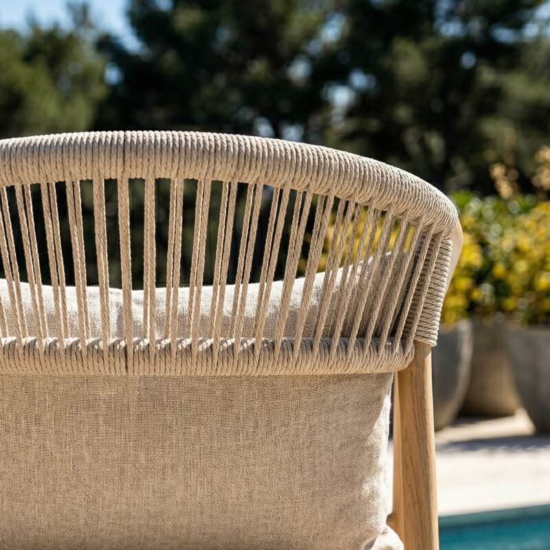 Silla de jardín de aluminio y ratán sintético con reposabrazos (3/7)
