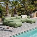 Sofá modular de exterior para 5 personas con 2 sillones, 1 sillón esquinero, 1 chaise longue  y 1 puf