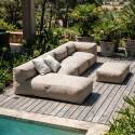 Sofá modular de exterior para 5 personas con 2 sillones, 1 sillón esquinero, 1 chaise longue  y 1 puf