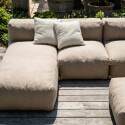 Sofá modular de exterior para 5 personas con 2 sillones, 1 sillón esquinero, 1 chaise longue  y 1 puf