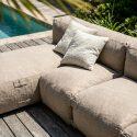 Sofá modular de exterior para 5 personas con 2 sillones, 1 sillón esquinero, 1 chaise longue  y 1 puf