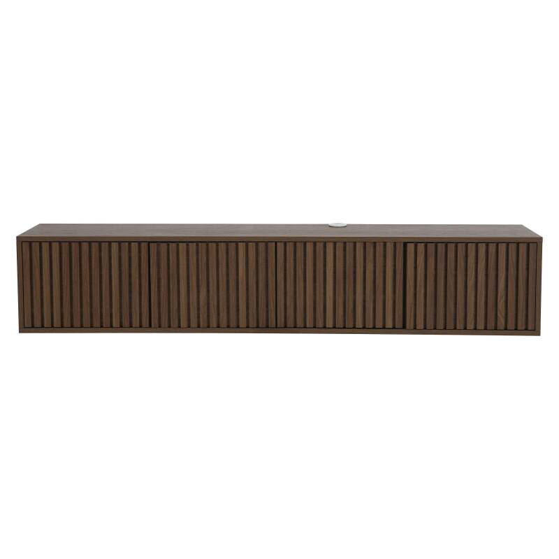 Mueble de TV suspendido efecto madera clara 160 cm estilo escandinavo (4/8)