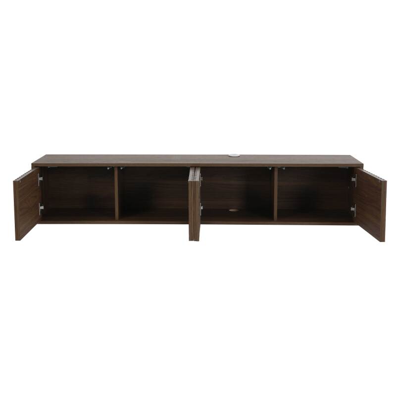 Mueble de TV suspendido efecto madera clara 160 cm estilo escandinavo (5/8)