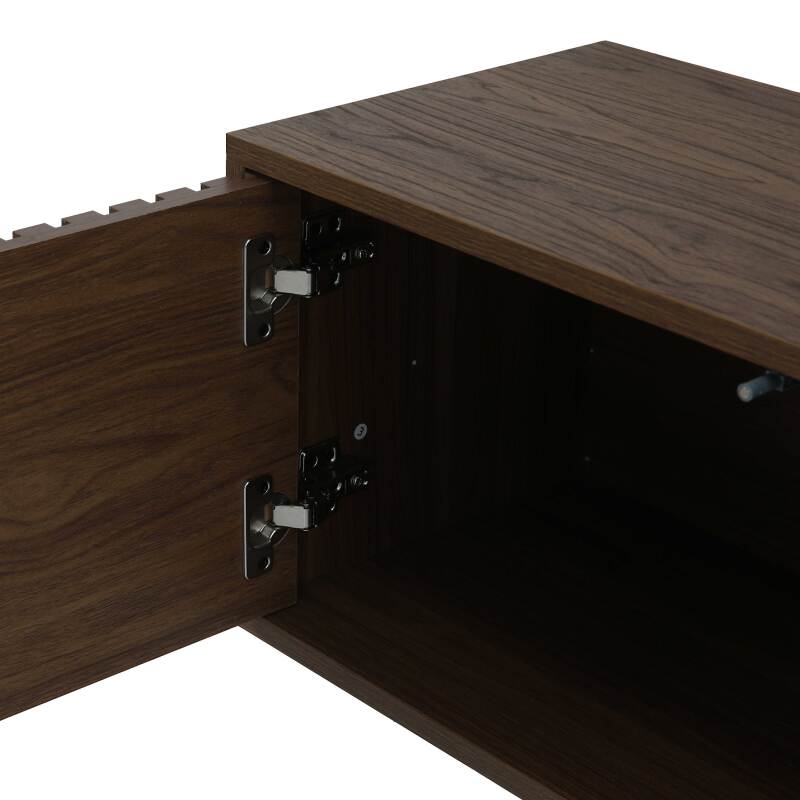 Mueble de TV suspendido efecto madera clara 160 cm estilo escandinavo (7/8)