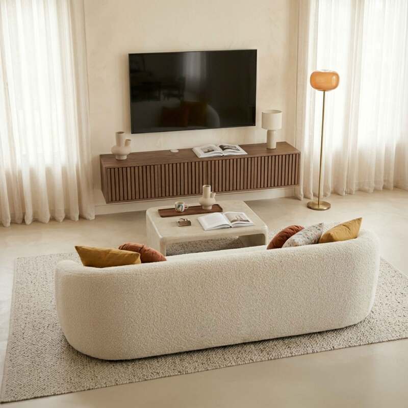 Mueble de TV suspendido efecto madera clara 160 cm estilo escandinavo