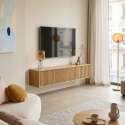 Mueble de TV suspendido efecto madera clara 160 cm estilo escandinavo