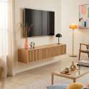 Mueble de TV suspendido efecto madera clara 160 cm estilo escandinavo
