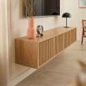 Mueble de TV suspendido efecto madera clara 160 cm estilo escandinavo