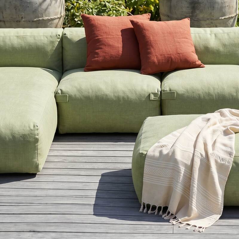Sofá modular de exterior para 8 personas con 5 sillones, 1 sillón esquinero, 1 chaise longue y 1 puf (2/8)