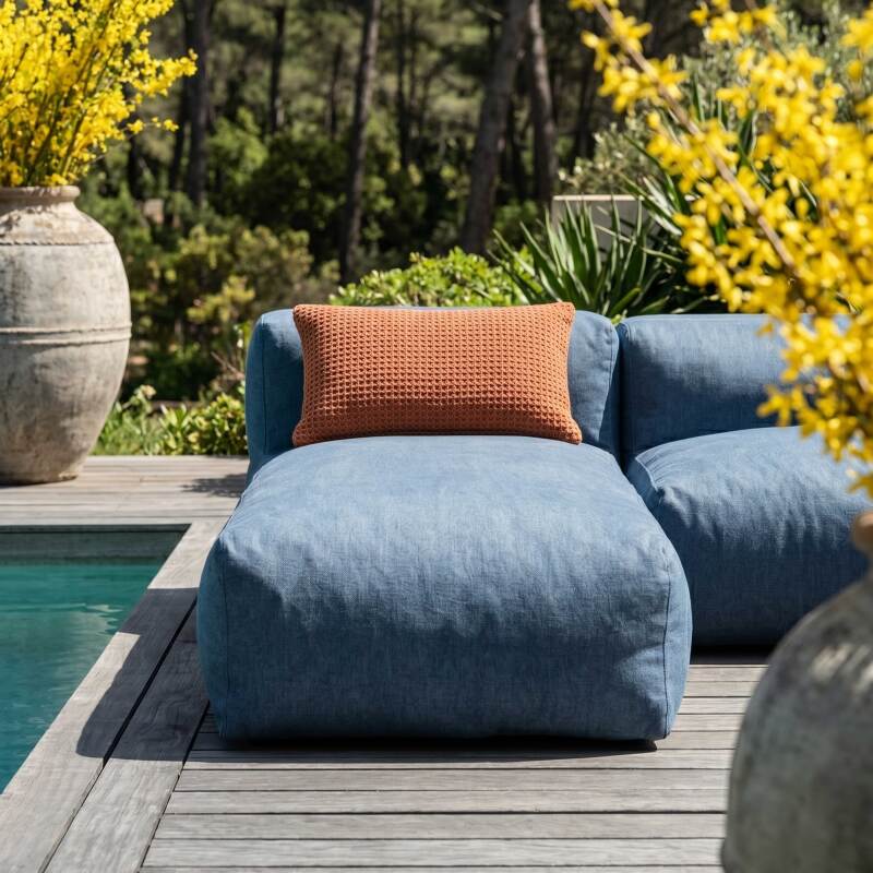 Sofá modular de exterior para 8 personas con 5 sillones, 1 sillón esquinero, 1 chaise longue y 1 puf (2/8)